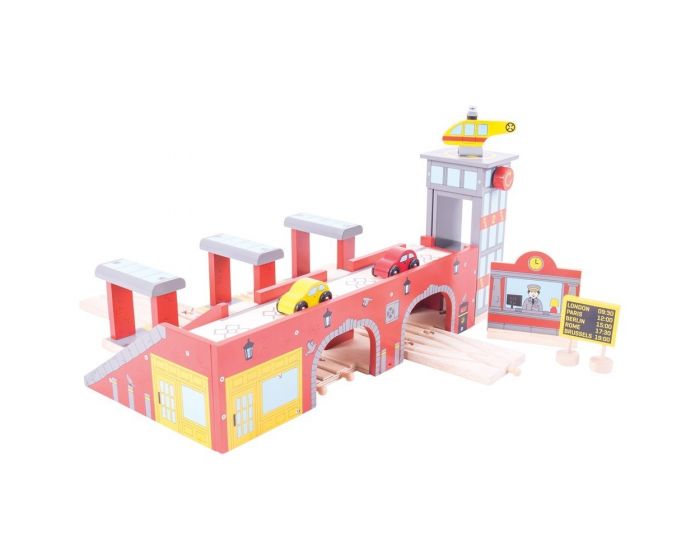 Bigjigs Rail Railway Station Wooden Train Set Toys Kids Toy Set