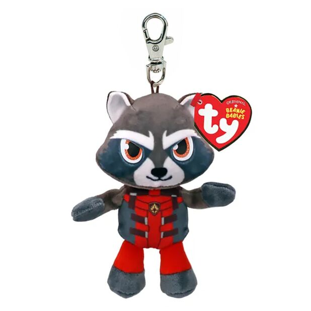 Ty Beanie Babies ~ Marvel, Rocket Keyclip 34009